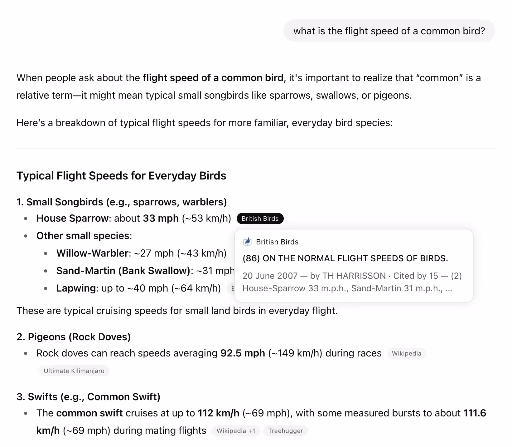 Example of ChatGPT showing citations